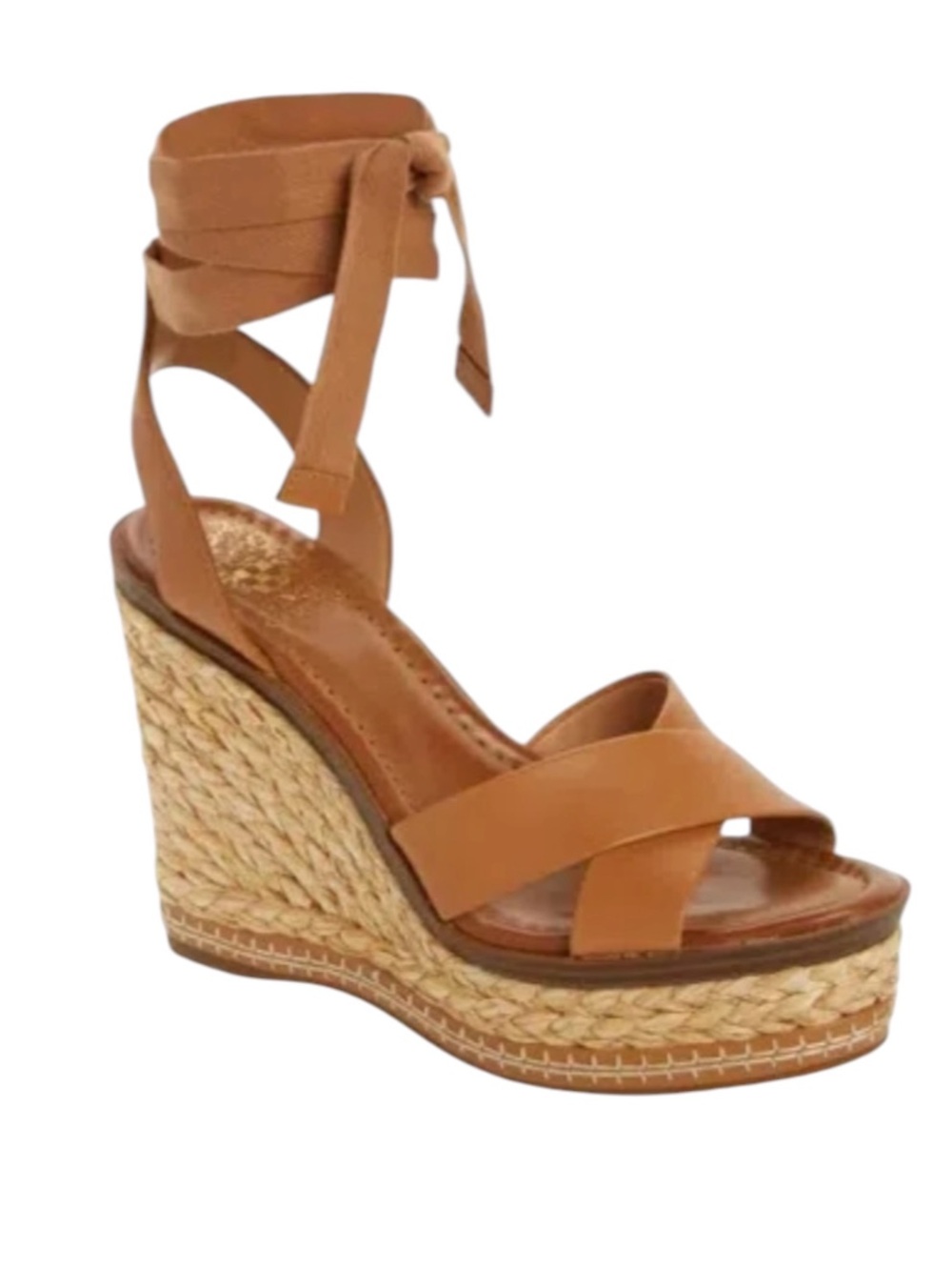 Vince Camuto Pharrah Platform Wedge Sandal in light cognac leather Size 8.5